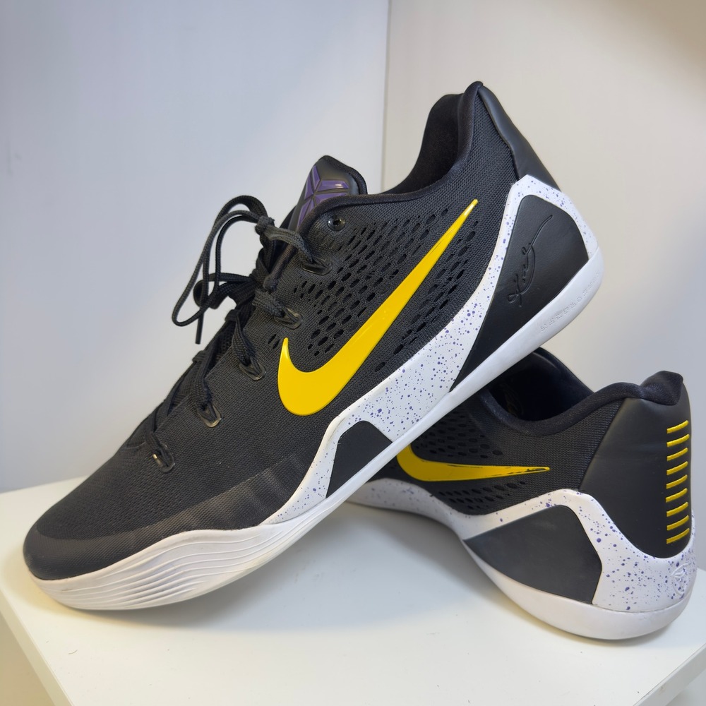 Nike Kobe 9 Low Mens Size 17 Black Yellow Purple Basketball Shoes IH1401-002